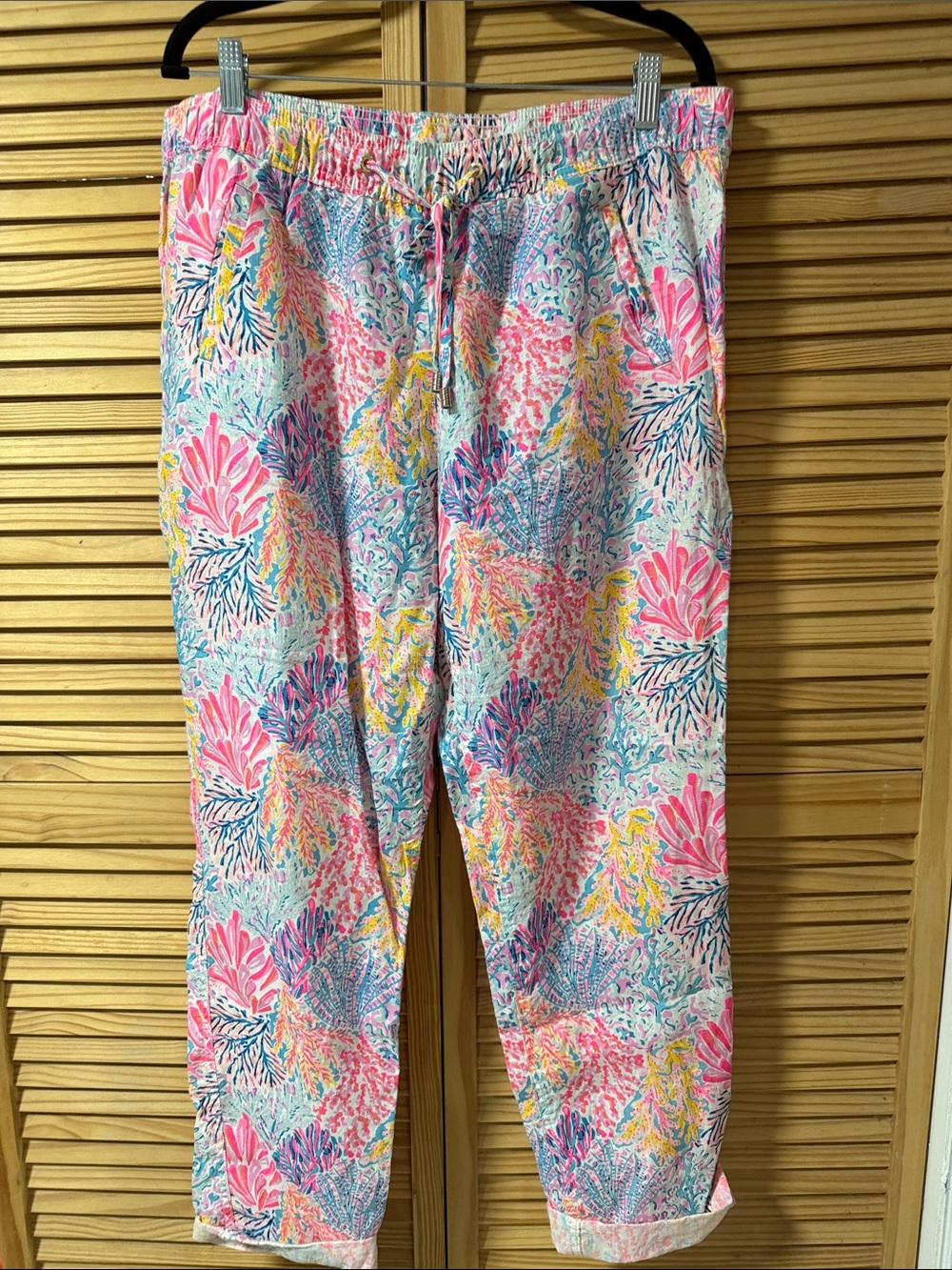 Lilly Pulitzer Coral Reef Print Pants in Pink, Blue & Yellow